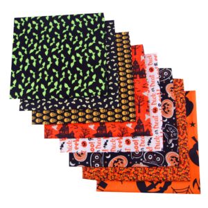 8pcs cotton fabric squares 20" x 20" fat quarter fabric bundles craft fabric for patchwork sewing quilting crafting diy (halloween)