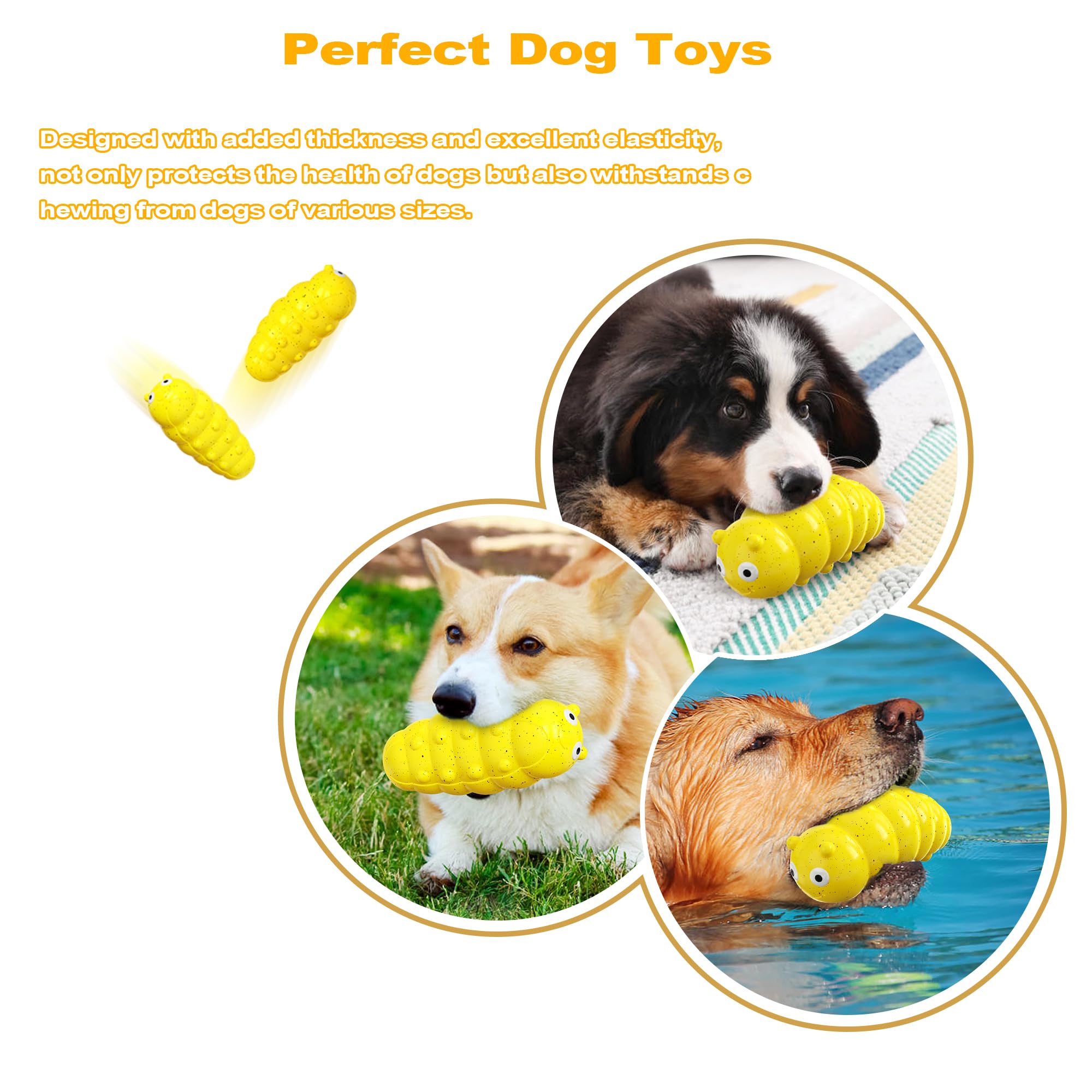 HONGEZEY Dog Toys for Aggressive Chewers, Interactive Squeaky Dog Toys, Indestructible Dog Chew Toy for Training and Cleaning Teeth, Durable Elasticity Dog Toys for Small Medium Large Breed (Yellow)