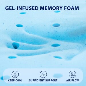 subrtex 2 Inch Gel-Infused Memory Foam Mattress Topper High Density Cooling Bed Topper Pad Removable Fitted Cover Ventilated Design (California King)