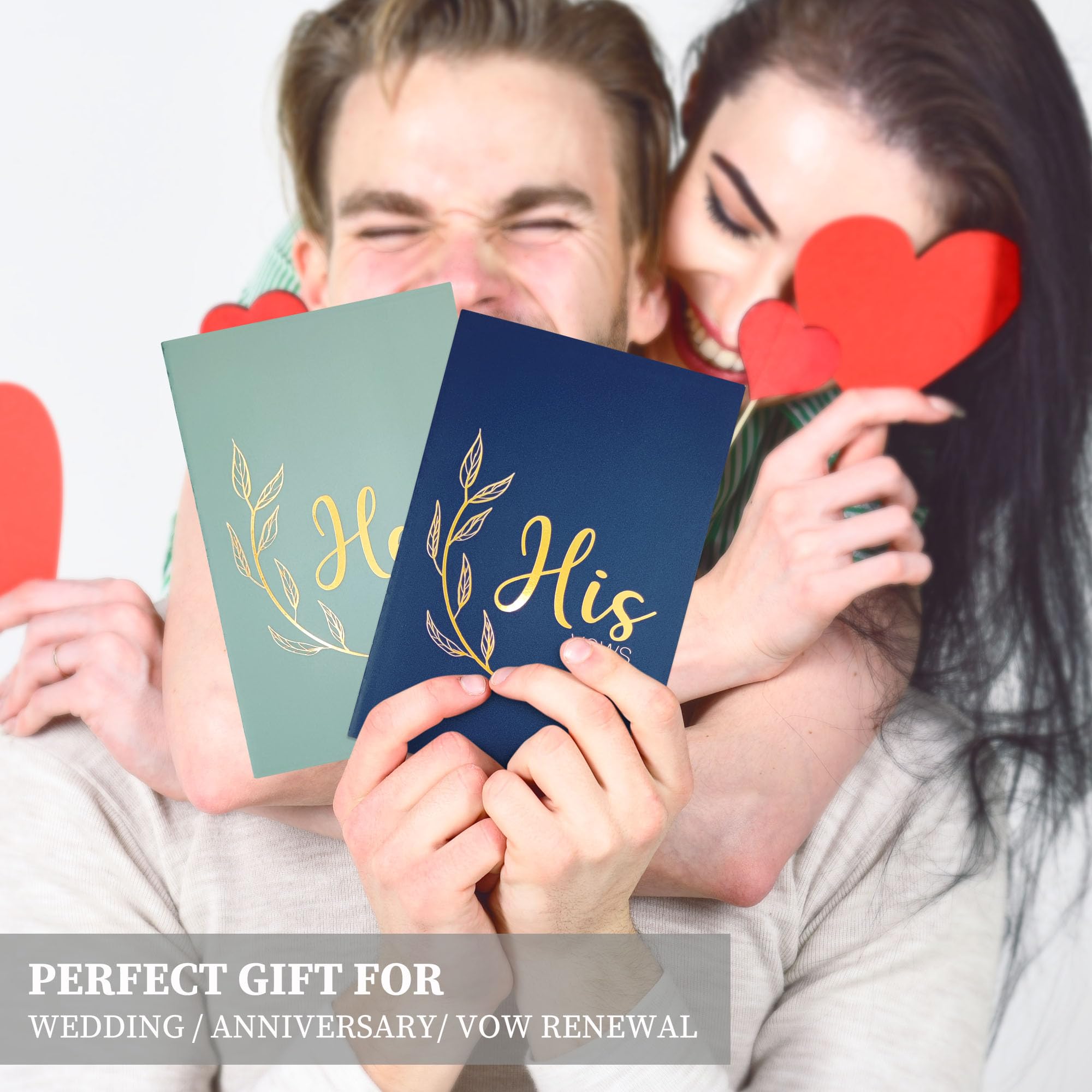 fusuu Wedding Vow Books - Vow Books His and Hers - Gold Foil Lettering with 28 Lined Pages – Bridal Shower Gifts - Peferct Addition for Your Wedding Day (Blue)