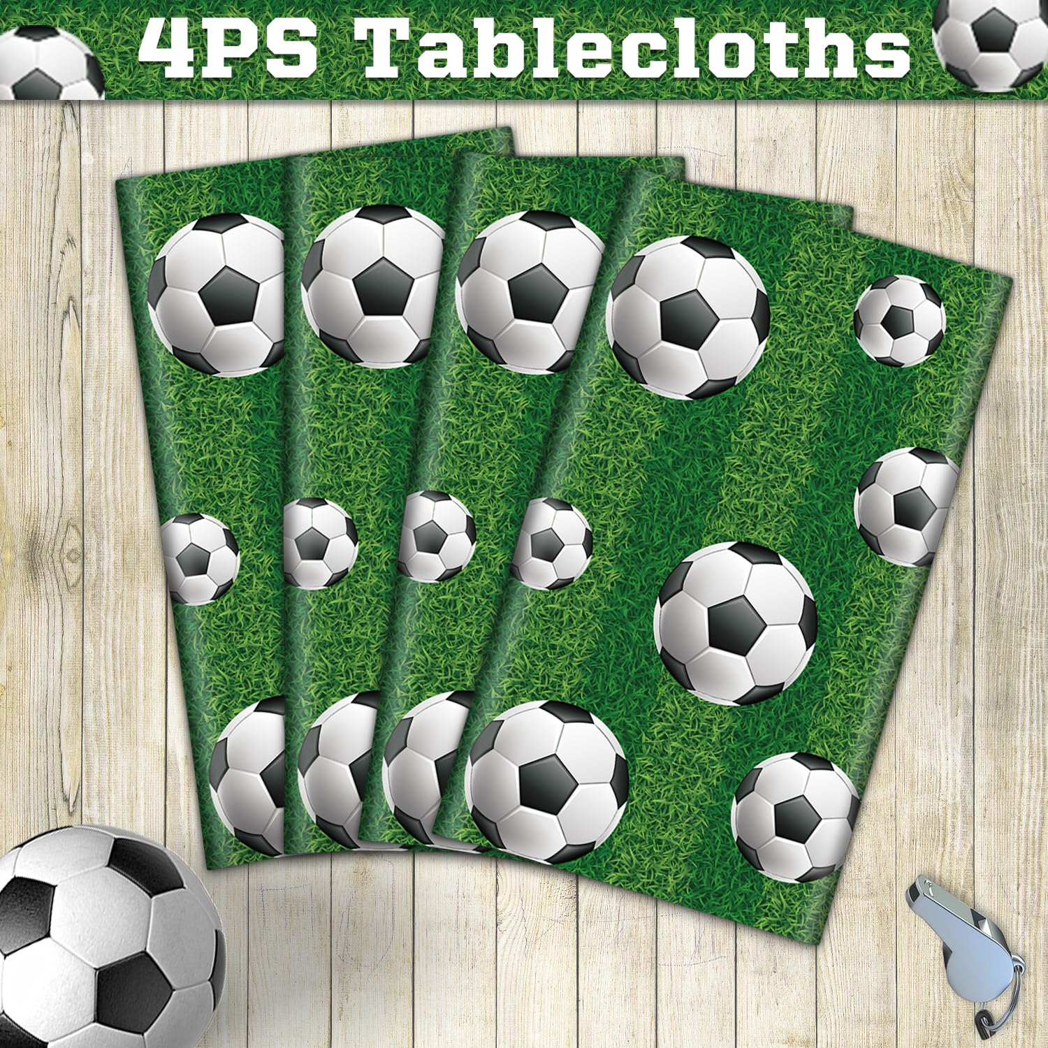 4 Pack Soccer Party Tablecloth Soccer Table Cloth Soccer Rectangular Plastic Table Cover Sports Theme Party Table Covers Soccer Birthday Decorations Soccer Theme Birthday Party Supplies 86 x 51 Inch