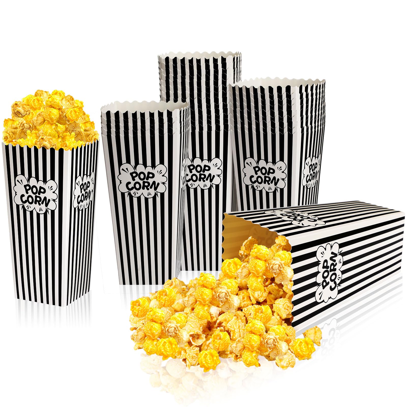 Popcorn Boxes, DECYOOL 30 Movie Night Popcorn Paper Buckets 7.88 Inches Tall Large & Holds 46Oz Capacity Popcorn Bags Individual Servings for Home,Carnival Party, Supplies