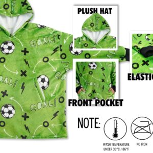 Soccer Gifts for Men, Boys, Girls, Wearable Blanket Hoodie, Oversized Flannel Hooded Blanket, Plush, Cozy, Warm, Soft, One Size