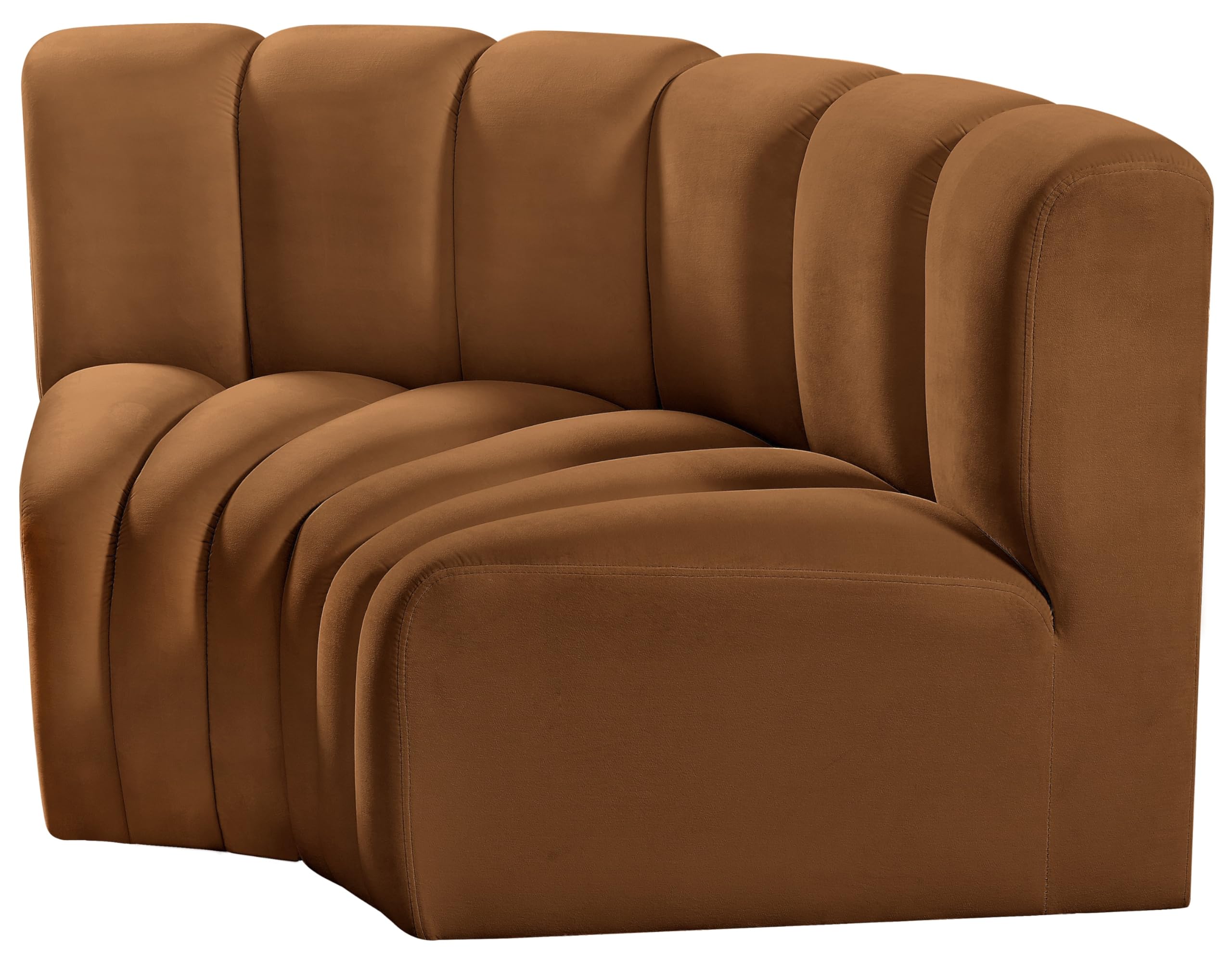 Meridian Furniture 103Saddle-S2B Arc Collection Modern | Contemporary Modular Sofa with Soft Saddle Velvet, Deep Channel Tufting, Modular Design, 60 W x 33 D x 30 H, Saddle