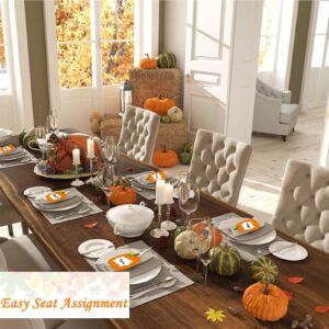 60 Table Seating Cards - Pumpkin Plate Seating Cards Table Setting Name Cards Fall Pumpkin Buffet Cards are great for family dinners, autograph cards, bulletin board decorating