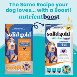 Solid Gold Fit and Fabulous Chicken - Nutrientboost Dry Dog Food for Weight Control - Digestive Probiotics for Dogs Grain & Gluten Free High Fiber & Low Fat - Omega, Superfoods & Antioxidants - 22 LB