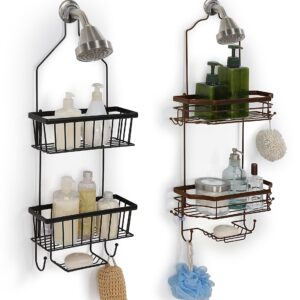 SunnyPoint Bathroom Classic Hanging Over The Shower Head Caddy (28.74" H x 10.83" W x 4.61" D)(Black)