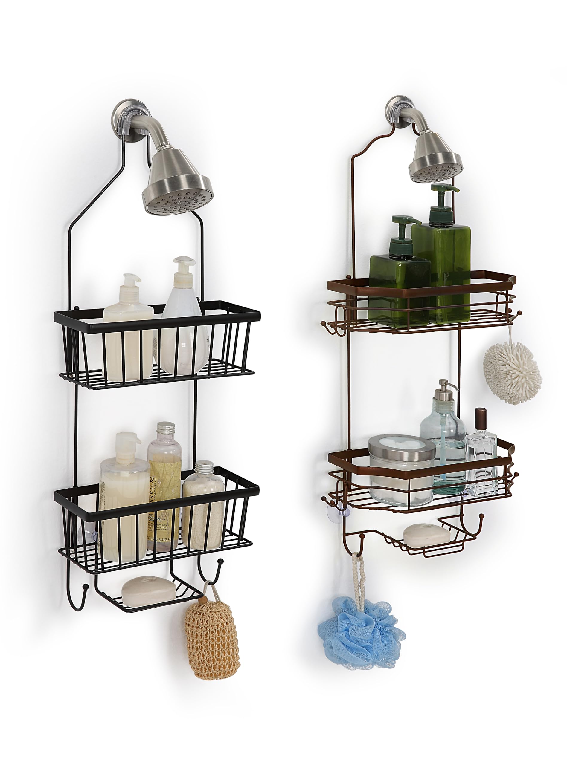 SunnyPoint Bathroom Classic Hanging Over The Shower Head Caddy (28.74" H x 10.83" W x 4.61" D)(Black)