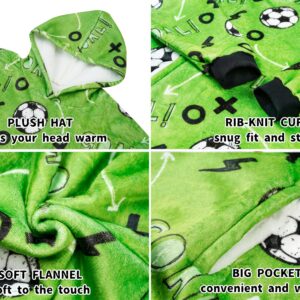 Soccer Gifts for Men, Boys, Girls, Wearable Blanket Hoodie, Oversized Flannel Hooded Blanket, Plush, Cozy, Warm, Soft, One Size