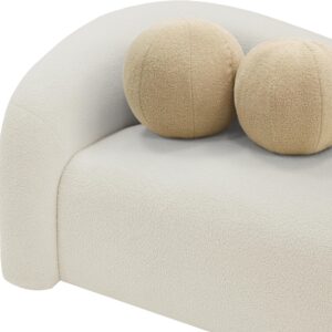 Meridian Furniture 186Cream-L Kali Collection Modern | Contemporary Loveseat with Soft Cream Faux Shearling Teddy Fabric, Curved Back, 62" W x 33" D x 27" H, Cream