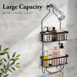 SunnyPoint Bathroom Classic Hanging Over The Shower Head Caddy (28.74" H x 10.83" W x 4.61" D)(Black)