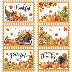 thanksgiving placemats set of 6 thanksgiving day plastic table mats welcome fall place mats washable vinyl rustic holiday table decoration for indoor outdoor autumn party kitchen dining table