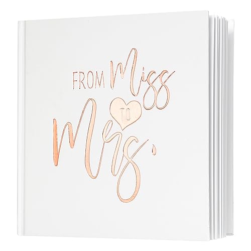 Calculs Rose Gold Bachelorette Party Sign in Book Bridal Shower Guest Book 'from miss to mrs' Picture Book Polaroid Blank Pages for Instant Film 8.5” Square White Cover Rose Gold Foil Stamping