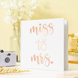 Calculs Polaroid 'miss to mrs' Picture Book Bridal Shower Guest Book Blank Pages for Instant Film Rose Gold Bachelorette Party Sign in Book 8.5” Square White Cover Rose Gold Foil Stamping