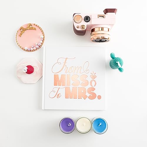 Calculs from Miss to Mrs Bridal Shower Guest Book Polaroid Blank Pages Picture Book for Instant Film Rose Gold Bachelorette Party Sign in Book 8.5” Square White Cover Rose Gold Foil Stamping