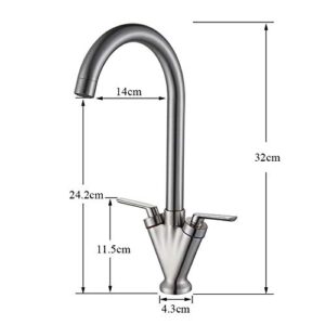 Widespread Faucet, Kitchen Sink Faucet for Bar Farmhouse Commercial, Bath Kitchen Sink Faucets, Brushed Nickle Dual Handle Kitchen Basin Faucets, Deck Mounted Hot & Cold Water Mixer Basin Sink Taps