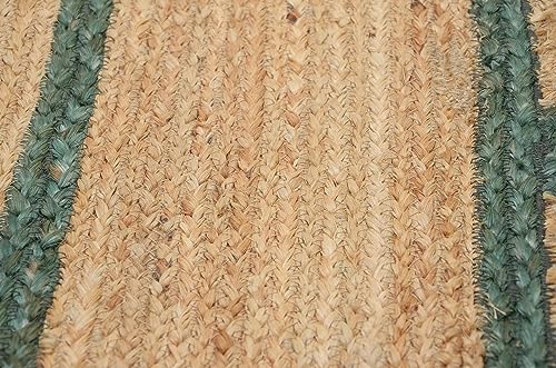 The Weaver House Natural Scalloped Jute Area Rug Bohemian Scallop Boho Decor Area Handwoven Custom Rugs Decorative Rug Reversible Braided Rugs (BD6-6x9-GRN)