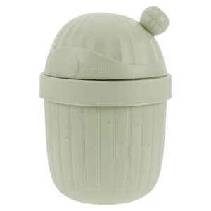 villcase mini trash can with lid, green, plastic, desktop waste disposal, cactus shaped, 11"