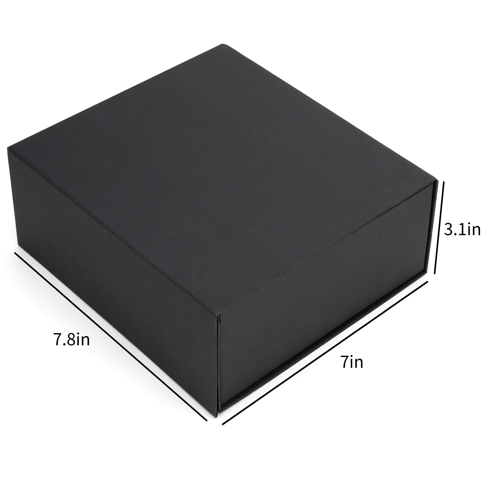 HcoHlow Black Gift Box with Lids for Presents, 7.8 x 7 x 3.1 Inch, Groomsmen Bridesmaid Proposal Gift Boxes with Magnetic Closure, Gift Box for Birthday Christmas Wedding