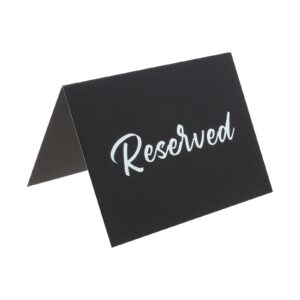 micro traders 20pcs reserved table signs double sided tent cards silver foil reserved seating labels for wedding party restaurant supplies 10x15cm black