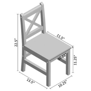 eHemco Solid Hard Wood X Back Kids Chair, Coffee, Set of 2