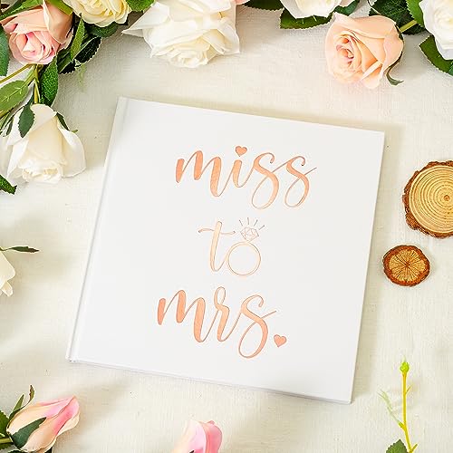 Calculs Polaroid 'miss to mrs' Picture Book Bridal Shower Guest Book Blank Pages for Instant Film Rose Gold Bachelorette Party Sign in Book 8.5” Square White Cover Rose Gold Foil Stamping