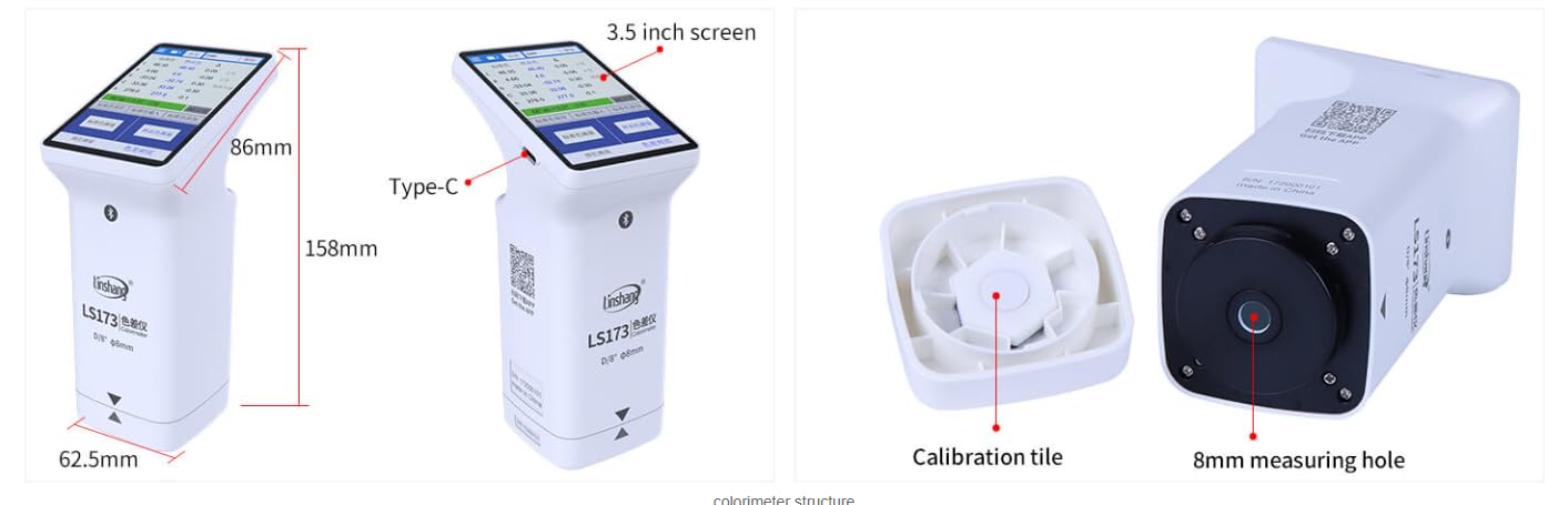 MeterTo Touch Screen Colorimeter LS173 Portable Color Meter Analyzer, Aperture: 8mm, D/8, CIE Lab, Luv, LCh, Yxy, CMYK, RGB, Hex, USB Software