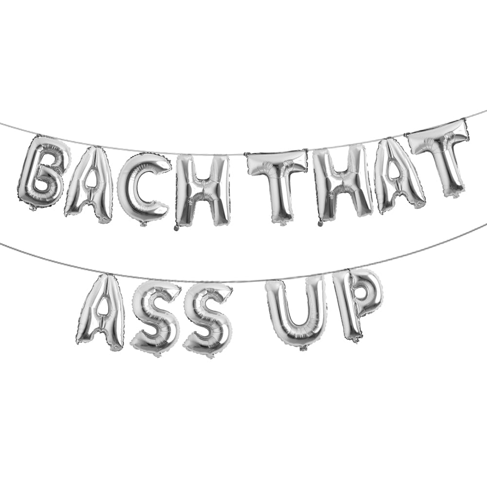 Bachelorette Party BACH THAT ASS UP Balloon Banner Brunch Bridal Shower Party Decorations Nash Bachelorette Party Sign Decorations for Bridal Shower Bubbly Bar (BACH THAT ASS UP Silver)