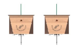 carpenter bee traps for outside - carpenter bee trap, turbo trap 2.0 w/bee vault wood bee traps - carpenter bee traps for outdoors hanging - bee catchers for outside (brown, 2 pack)