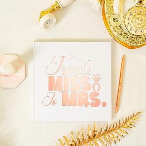 Calculs from Miss to Mrs Bridal Shower Guest Book Polaroid Blank Pages Picture Book for Instant Film Rose Gold Bachelorette Party Sign in Book 8.5” Square White Cover Rose Gold Foil Stamping