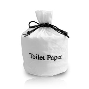 born uncommon funny spare toilet paper tissue cover - reusable & washable fabric toilet paper roll storage bag with drawstring closure - bathroom decor for office, hotels & home toilet paper storage