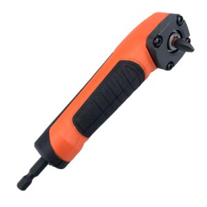 90 degree drill adapter, right angle drill attachment, abs handle screwdriver socket adapter, drill bit corner adapter, perfect for driving screws and drill holes in tight spaces(orange)