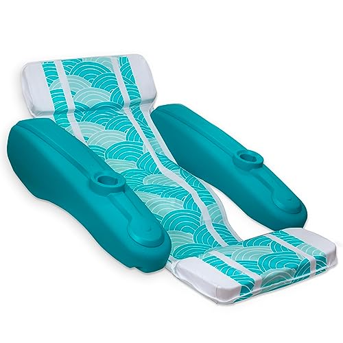 XtremepowerUS Water Pool Padded Floating Chaise Lounger Large for Adults with Headrest, Backrest, Footrest & Cupholder