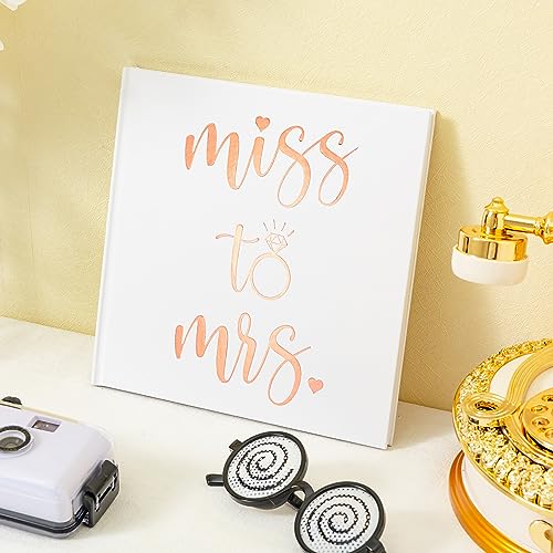 Calculs Polaroid 'miss to mrs' Picture Book Bridal Shower Guest Book Blank Pages for Instant Film Rose Gold Bachelorette Party Sign in Book 8.5” Square White Cover Rose Gold Foil Stamping