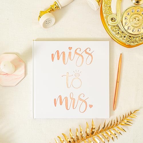 Calculs Polaroid 'miss to mrs' Picture Book Bridal Shower Guest Book Blank Pages for Instant Film Rose Gold Bachelorette Party Sign in Book 8.5” Square White Cover Rose Gold Foil Stamping