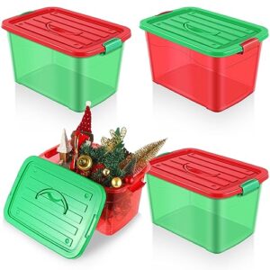 abbylike 37 quarts christmas storage bin holiday seasonal storage totes with lids red green christmas ornament storage containers for christmas home organization holiday decoration(4 pcs)