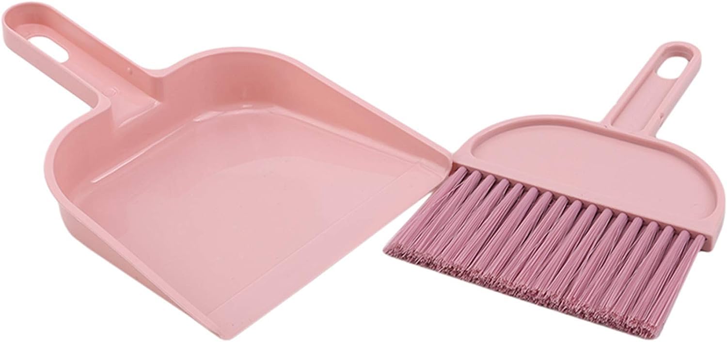 Plastic Mini Broom and Dustpan,Mini Cleaning Brush with Dustpan Set Desktop Cleaning Accessories,Pink with Dustpan Set,Plastic Mini Broom and Dustpan,Desktop Cleaning Set