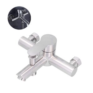 Fdit Faucet Brushed Stainless Steel Bathroom Shower Valve Bathtub Household Triple Towel Rings