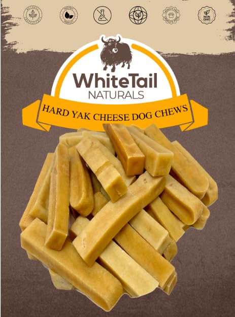 WhiteTail Naturals - Yak Cheese Dog Chews - Long Lasting Tough Dog Bones for Aggressive Chewers & Teething Puppies - All Natural Himalayan Dental Milk Chew Bone (6, Small)