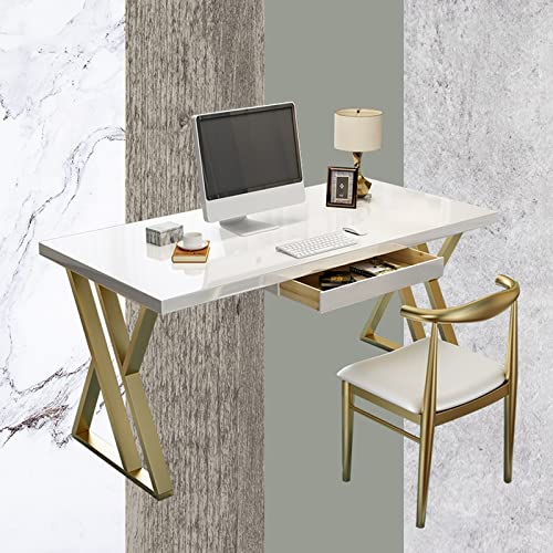 LIMKOO Computer Desk Home Office Desk Paint Panel Rugged Study Room Workstation is 39 to 62 Inches Long Writing Study Desk Desktop PC Desk with Drawer Desk for Bedroom (Size : 1.6 Meters)