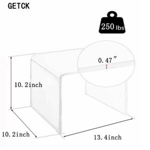 GETCK Acrylic Step Stool, 13.4 Inches Small Step Stool, Kids' Step Stool,Toilet Stool, Acrylic Stool,Plant Stand, Clear Footstool for Bathroom, Display Rack, Holds Up to 250lbs