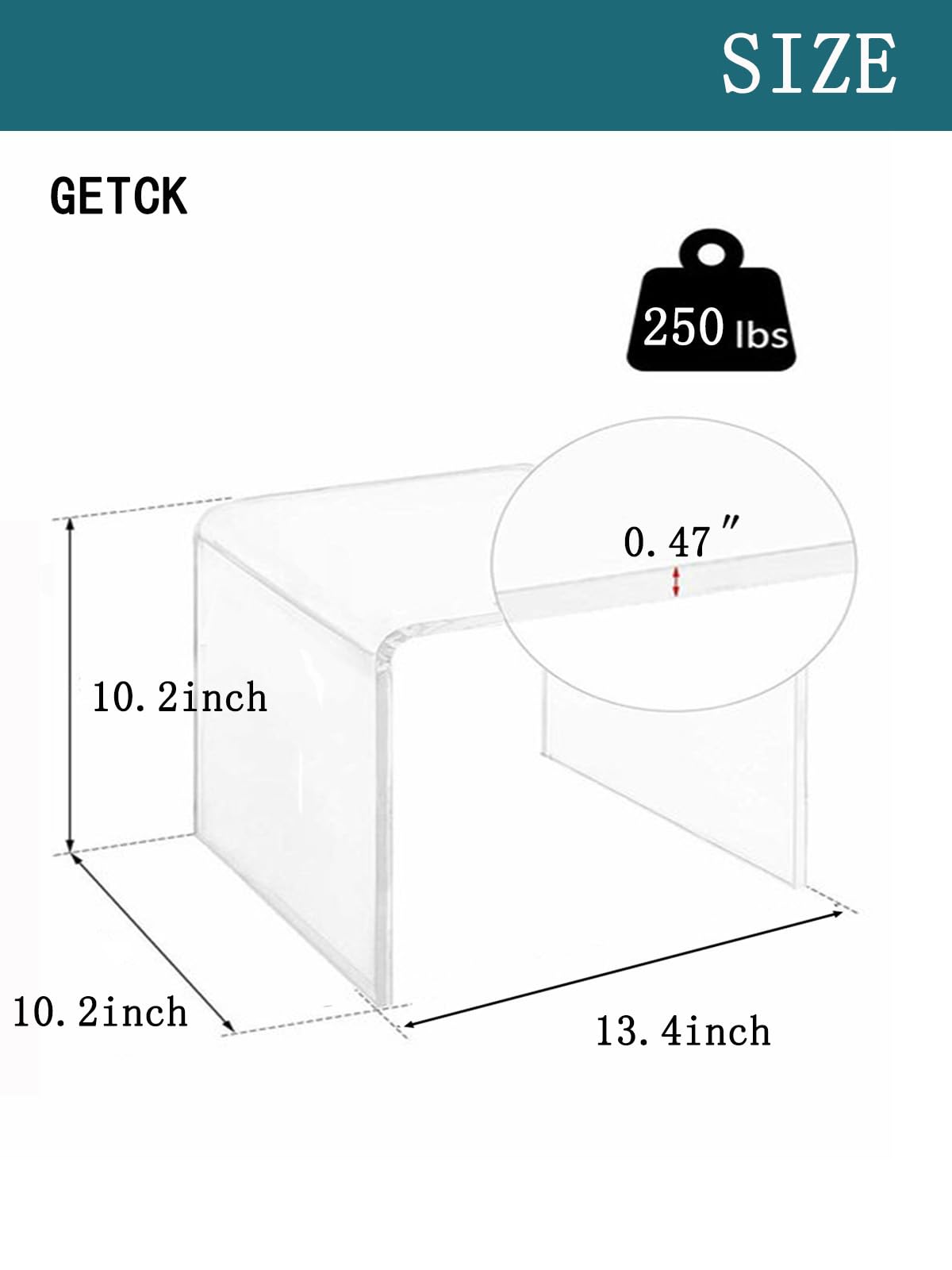 GETCK Acrylic Step Stool, 13.4 Inches Small Step Stool, Kids' Step Stool,Toilet Stool, Acrylic Stool,Plant Stand, Clear Footstool for Bathroom, Display Rack, Holds Up to 250lbs