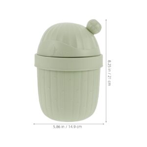 VILLCASE Mini Trash Can with Lid, Green, Plastic, Desktop Waste Disposal, Cactus Shaped, 11"