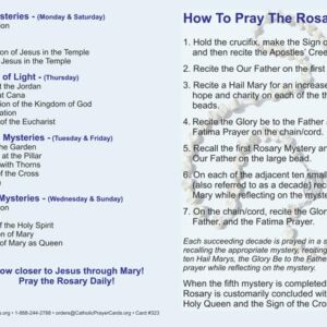 How to Pray the Rosary Prayer Card LAMINATED (3-pack), with a Bonus Holy Card of Jesus and the Footprints Story