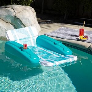 xtremepowerus water pool padded floating chaise lounger large for adults with headrest, backrest, footrest & cupholder