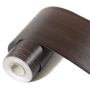 nirvany 13 yard dark brown wood grain wallpaper border removable pvc waterproof peel and stick wallpaper,bathroom mirror frame border sticker wall decor 3.93'' x 472''