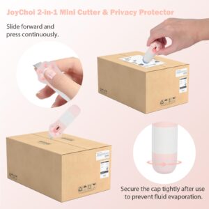 JoyChoi Mini Cute Box Cutter & Identity Theft Protection Roller Stamp - 10ML Thermal Paper Correction Fluid Included - 1 Pack Pink