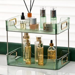 deamace bathroom counter organizer, bathroom counter shelf, makeup organizer for vanity, bathroom organizer for skincare, cosmetics, perfumes, lotions, toiletries (green)