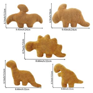 YOMOTREE Dino Chicken Nugget Plush, Soft Dinosaur Chicken Nuggets Pillow for Birthday Gifts, Dinosaur Theme Party Decorations (Dino-5pack-Small)