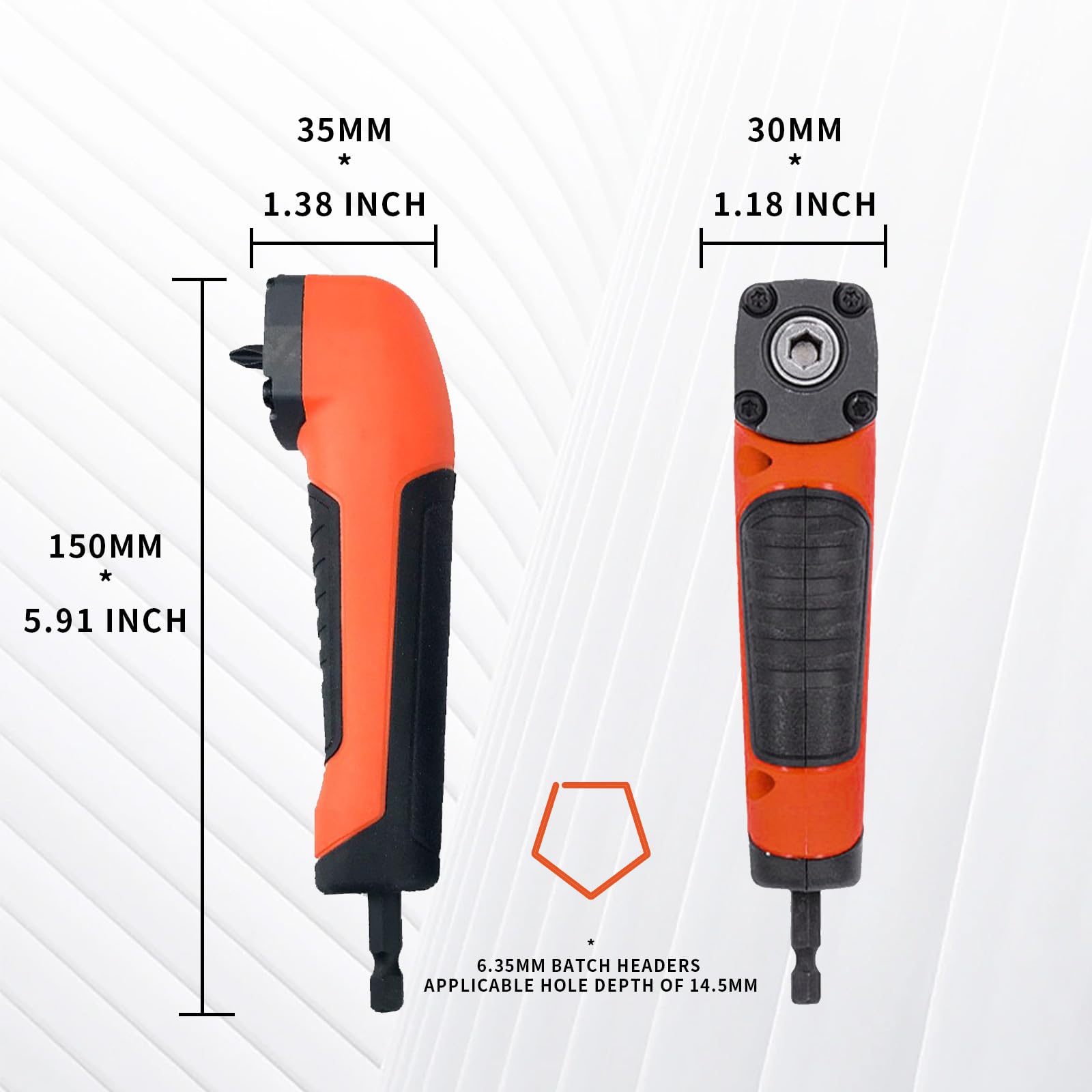 90 Degree Drill Adapter, Right Angle Drill Attachment, ABS Handle Screwdriver Socket Adapter, Drill Bit Corner Adapter, Perfect for Driving Screws and Drill Holes in Tight Spaces(Orange)